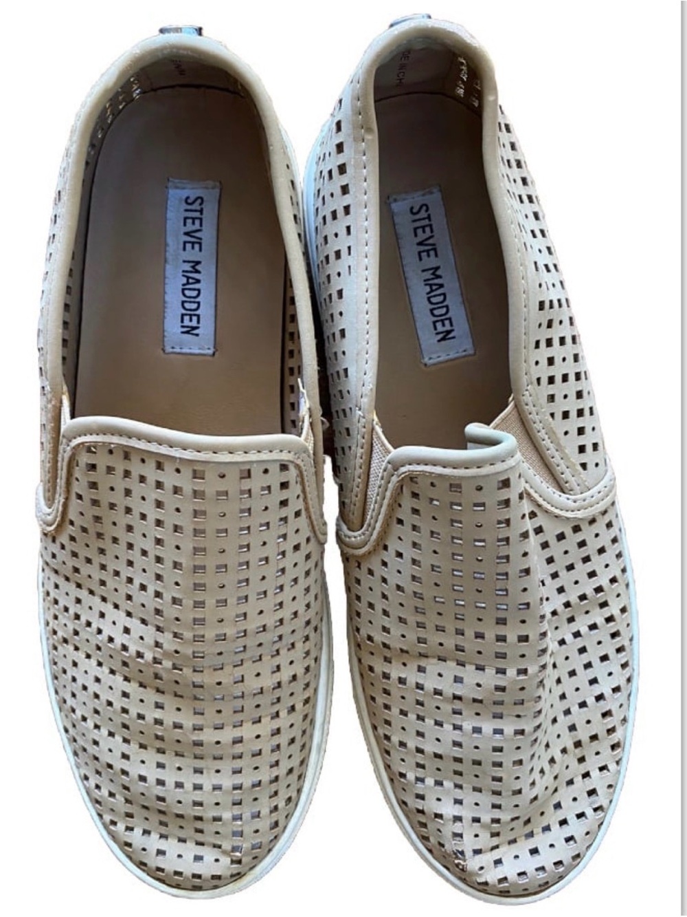 Steve Madden Tan Perforated Slip On Women’s Loafers Size 8